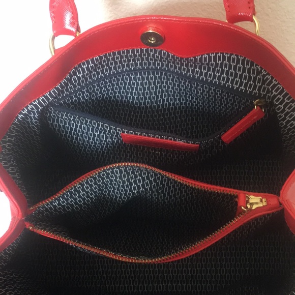 Talbots Pebble Grain Leather Tomato Red Shopper Handbag. - Picture 3 of 5